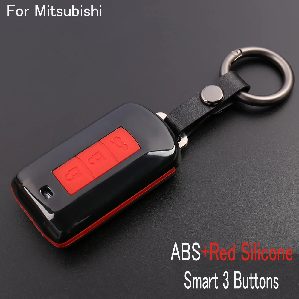 Смарт чехол для автомобильного ключа с 3 кнопками из углеродного волокна ABS Mitsubishi