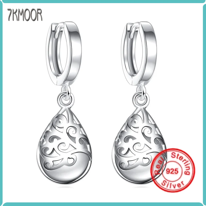 

7KMOOR 925 Sterling Silver Drop Earrings For Women Fine Jewelry Moonlight Opal Tears Totem Dangle Earrings Hollowed Out Earring