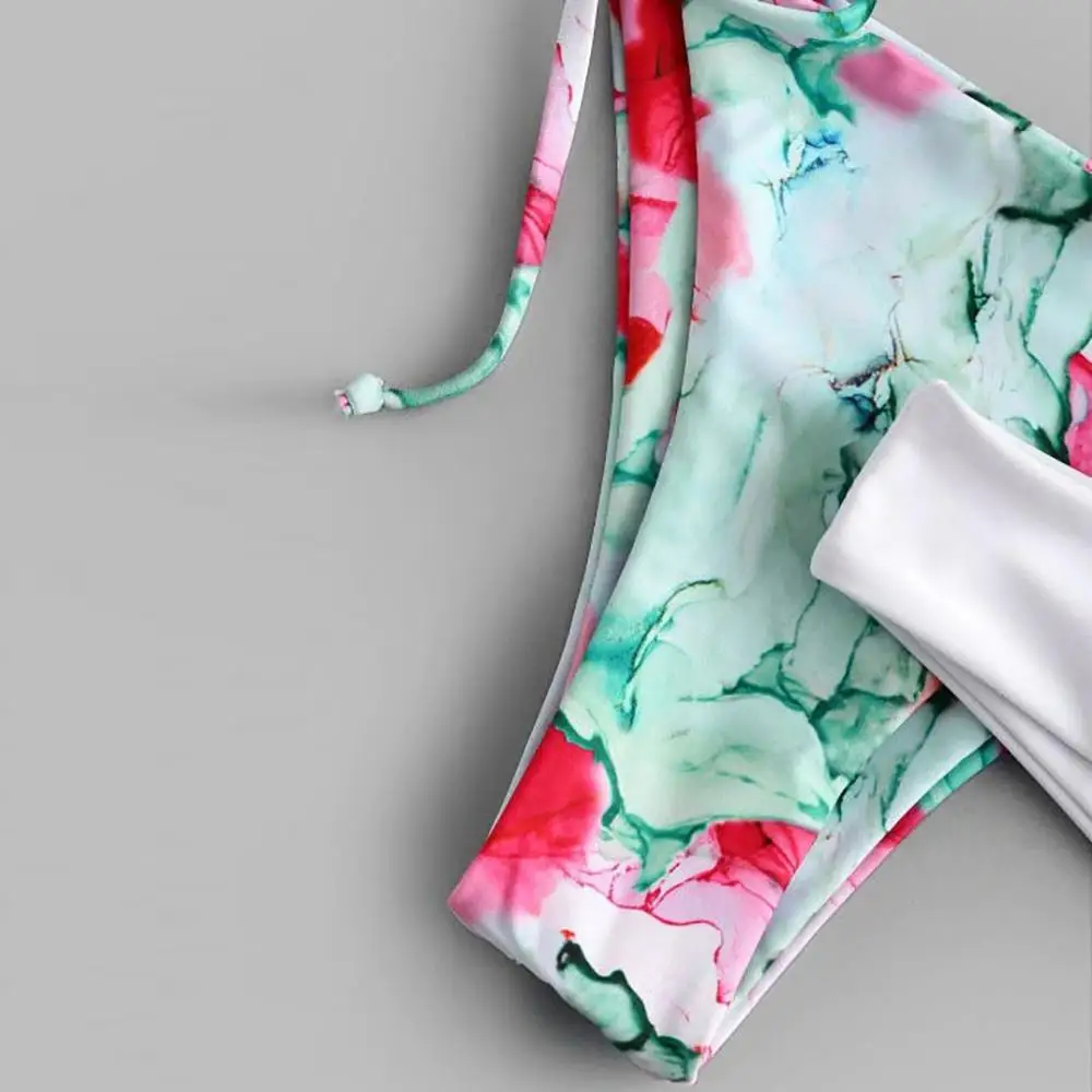 3pc print bikini push up Triangle Strap Women's set high waist Summer beach clothes women monokini swimwear Bathing suit* | Женская