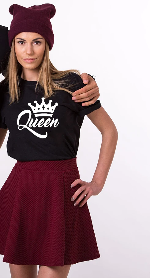 

King Queen Couples T Shirt Crown Printing Couple Clothes Summer Casual O-neck T-shirt Tops Lovers Tee Shirt Outfist Clothing