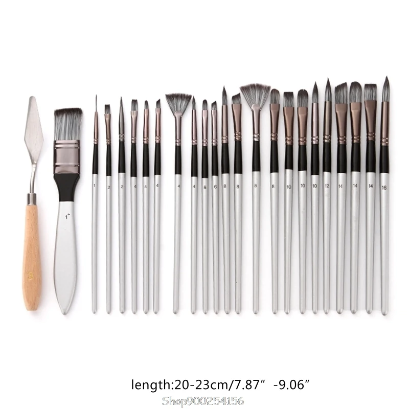 

24pcs/set Nylon Hair Wooden Handle Watercolor Paint Brushes Pen Scrubbing Scraper DIY Oil Acrylic Painting O27 20 Dropship