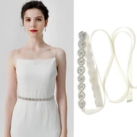 efily thin rhinestone bridal belt ribbon silver color crystal flower belt sash women wedding dress accessories bridesmaid gift