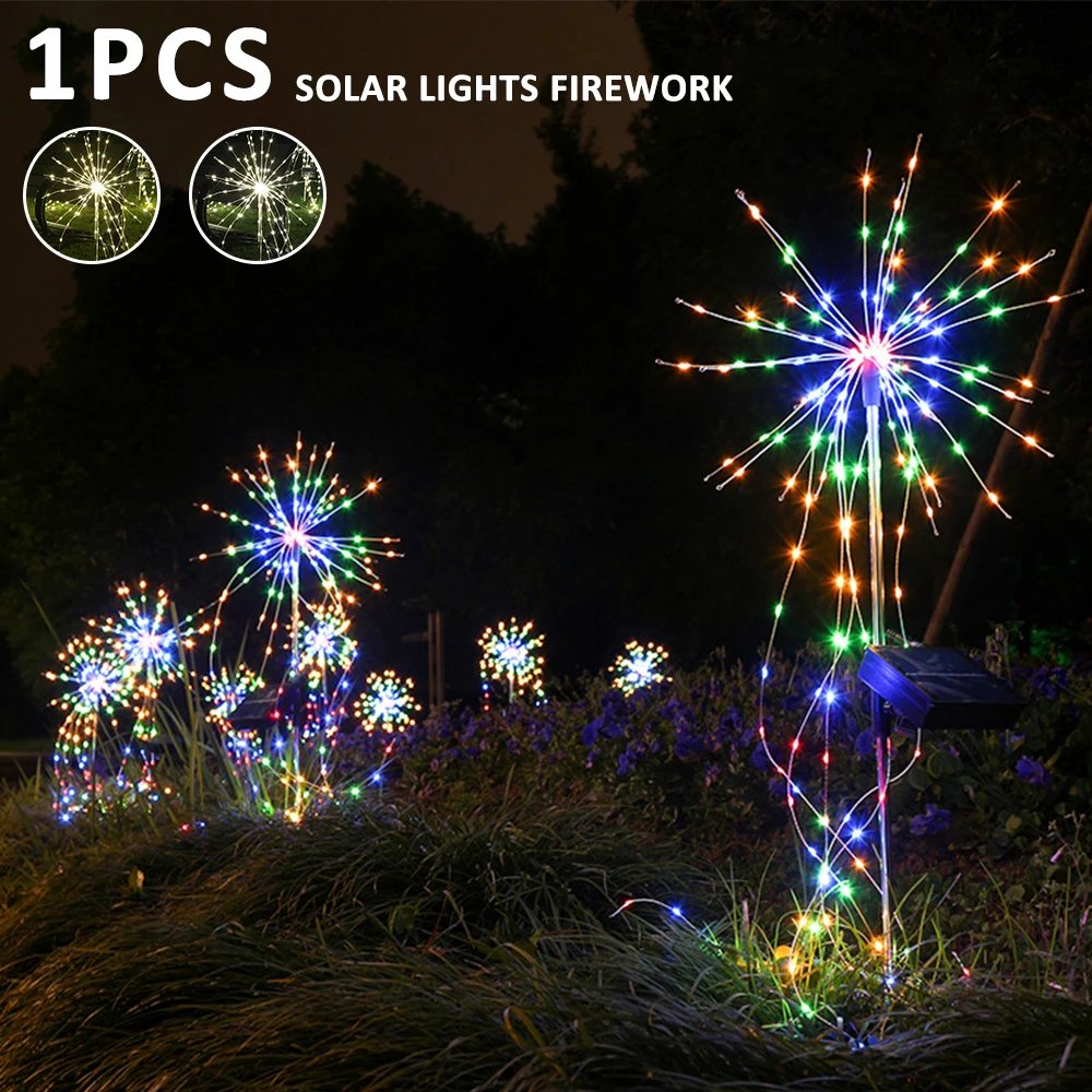 

solar led light outdoor Dandelion Fireworks Lights Waterproof String Fairy Light For Garden Home Terrace Christmas Decoration