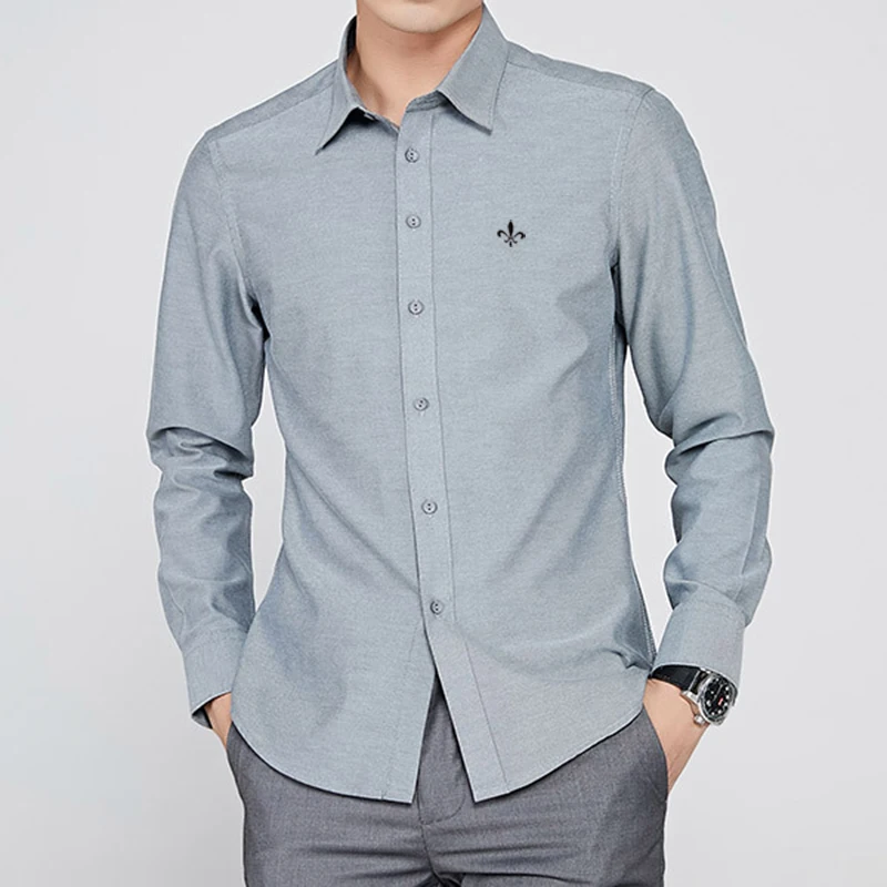 Глажка Camisa Social Masculina модная блузка Dudalina с длинным рукавом Slim Fit рубашка мужская одежда вышивка белый мужской