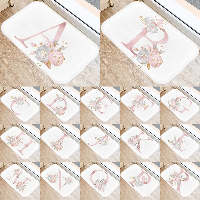 

Розовый цветок Письмо шаблон 40*60 для кухонной и входной двери коврик из бархата кораллового цвета с ковер коврик коврики для пола в помещени...