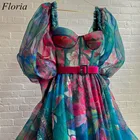 Женское платье с длинным рукавом, Осеннее модное вечернее платье с цветочным принтом, вечернее платье, выходное платье, 2022