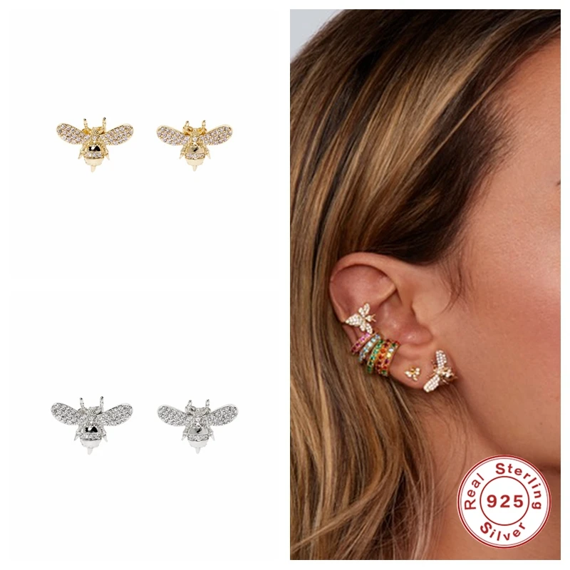 

Aide Романтический животных Малый гвоздики Пчелка серьги для женщин Свадебные серьги пирсинг 925 стерлингового серебра серьги, модное ювелирн...