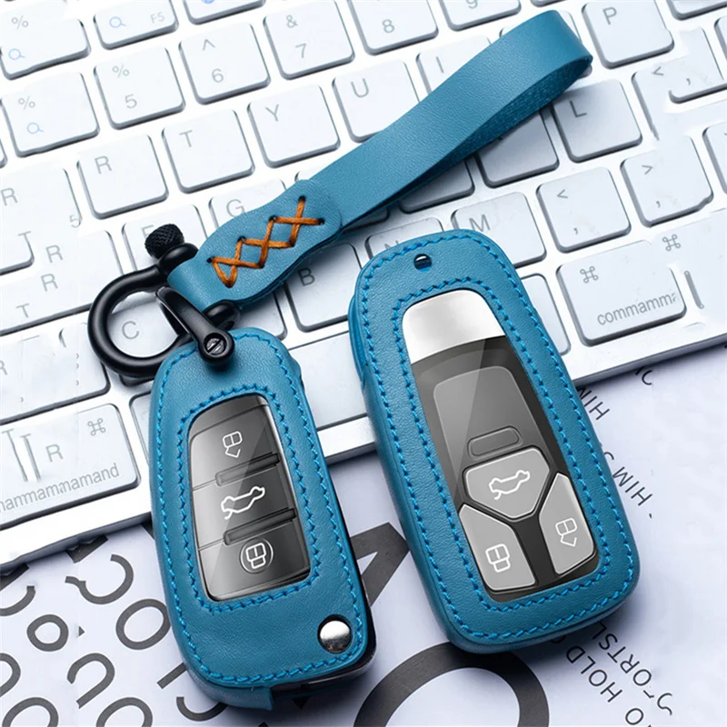 

Leather Car Key Case Cover for Audi A1 A4 A5 A6 A7 A8 B6 B7 B8 B9 TT TTS 8S SQ5 A4L A6L Q3 Q5 Q7 S5 S6 S7 Accessories Protector