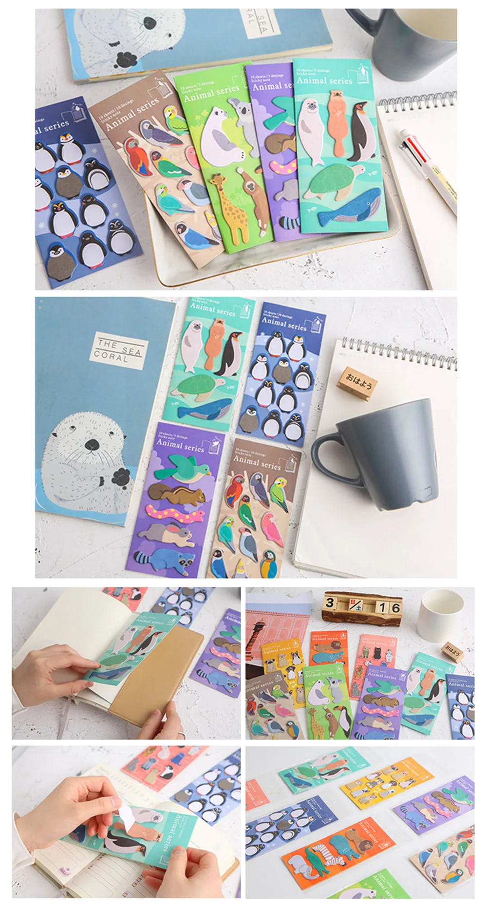 Kawaii Animal Dog Penguin Memo Pad N Times Sticky Notes Memo Notepad Cute Planner Stickers Bookmark Bullet Journal Stationery