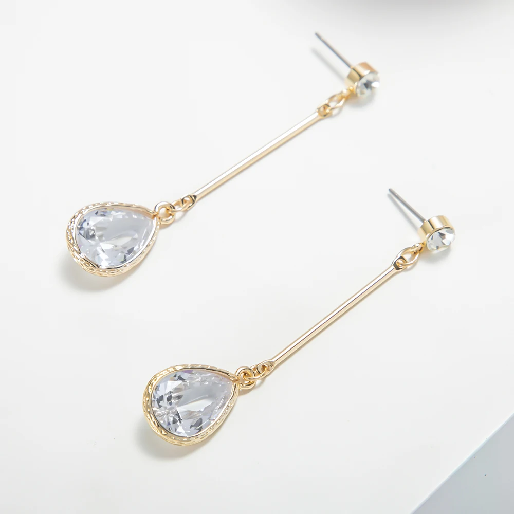Тренд капли воды серьги с фианитами женские Винтажные висячие для свадебной