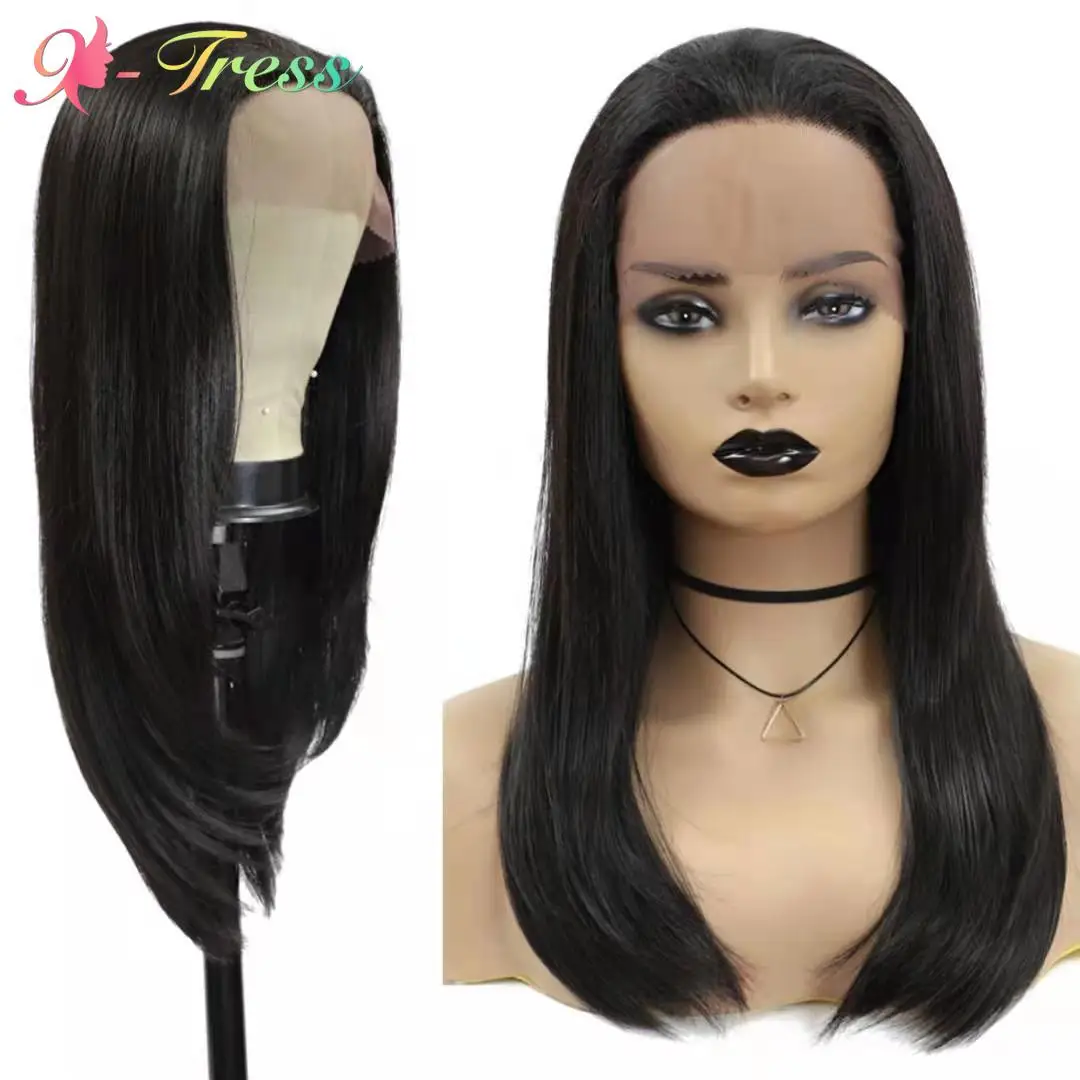 X TRESS черный Цвет синтетический Синтетические волосы на кружеве парик для Для