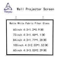 thinyou matte white fabric fiber glass 60inch 72inch 84inch 100inch 120inch 43 projector screen wall mounted for home theater