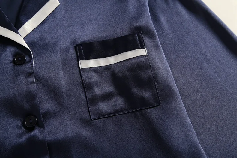 

Women Pajamas Suit Satin Sleepwear Shirt&Pants Long Sleeve Pyjamas Pour Femme Turn-Down Collar Nightwear Faux Silk Home Clothing