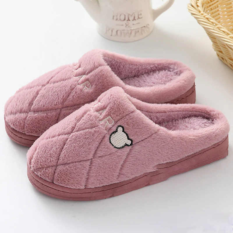 

Women Winter Home Slippers Cartoon Cute Shoes Non-slip Soft Winter Warm House Slippers Indoor Bedroom Floor Shoes Men Plus Size