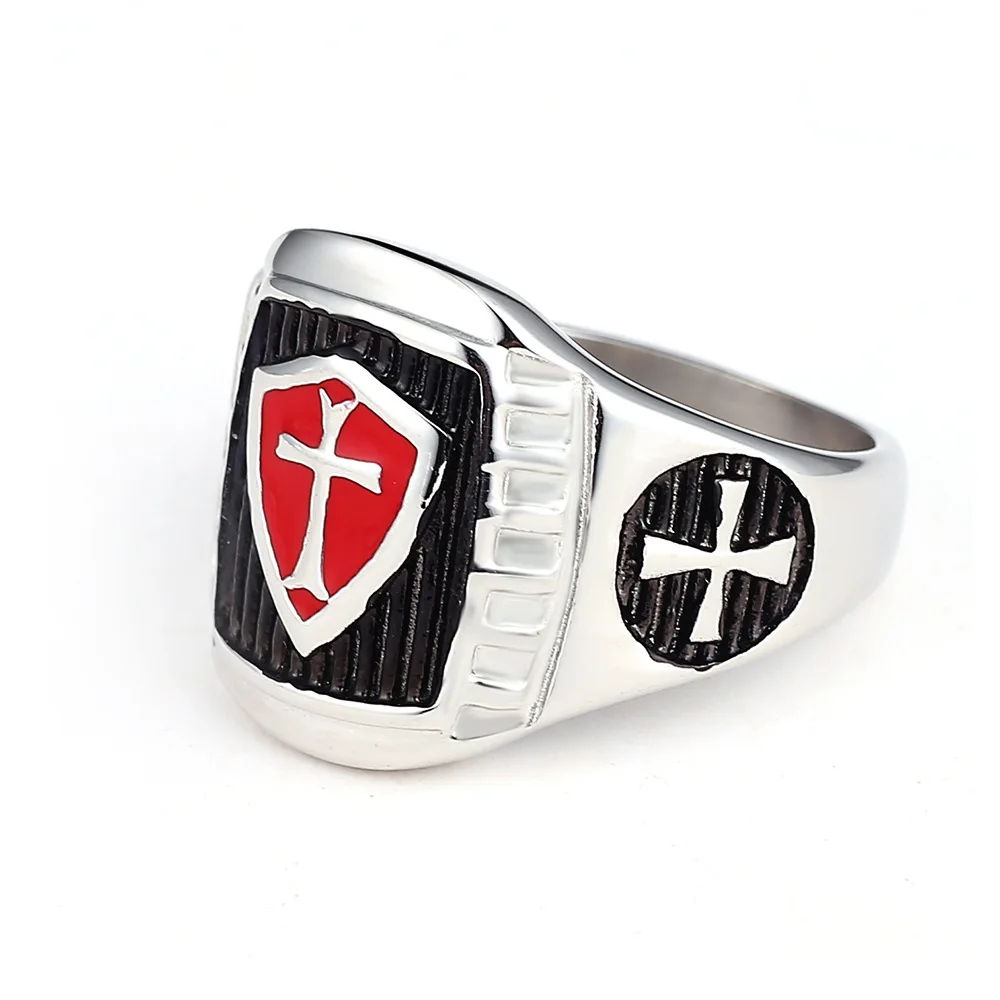 

Luxury New Crucifix Design Fashion Jewelry Rings Punk Titanium Steel Knight Ring Jewel Star Ring For Men Free Shipping