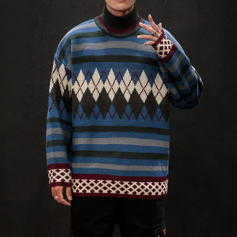 Модный свитер с принтом Мужская Уличная одежда вязаный мужской пуловер мягкий