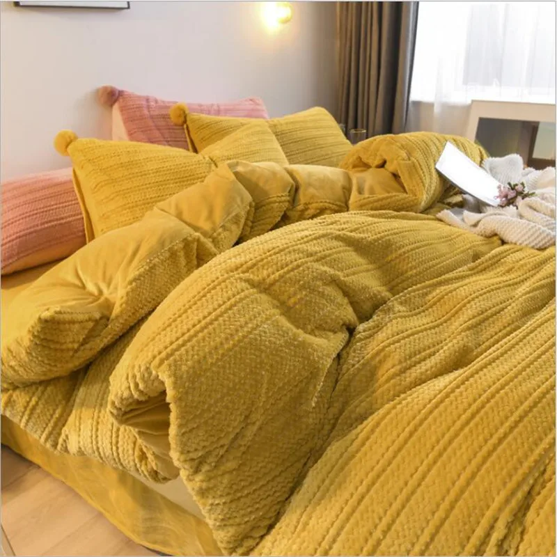 Набор бархатного постельного белья AB Side зимняя теплая флисовая простыня