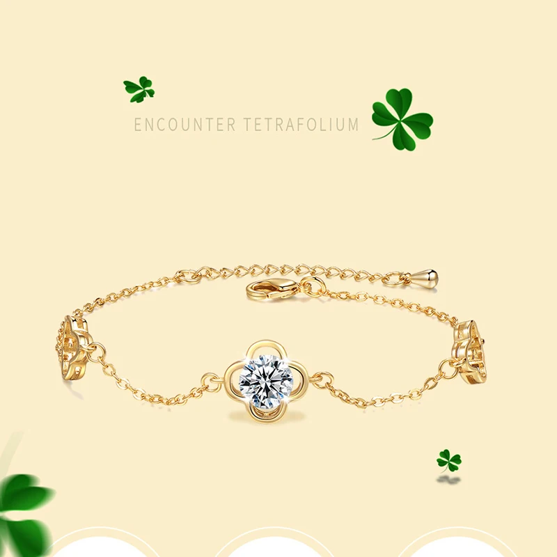 

New fashion lucky clover bracelet female inlaid crystal zircon copper alloy products bracelet European and American wild models
