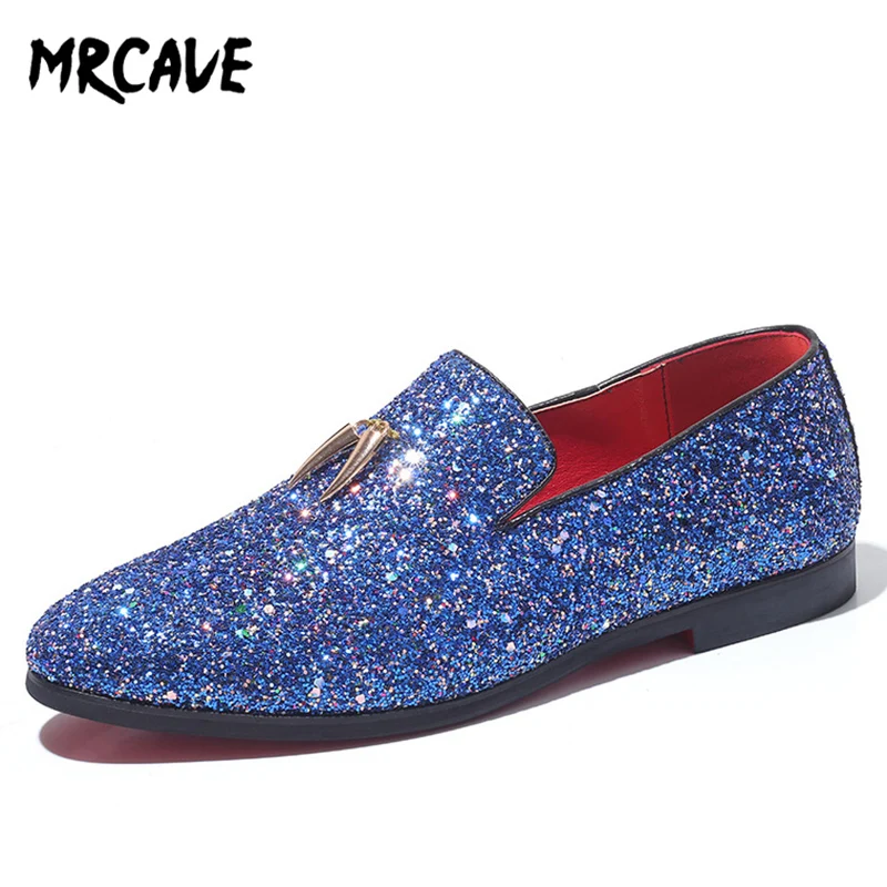 MRCAVE/Модный сверкающий Яркий стильный лоферы Роскошная брендовая мужская обувь