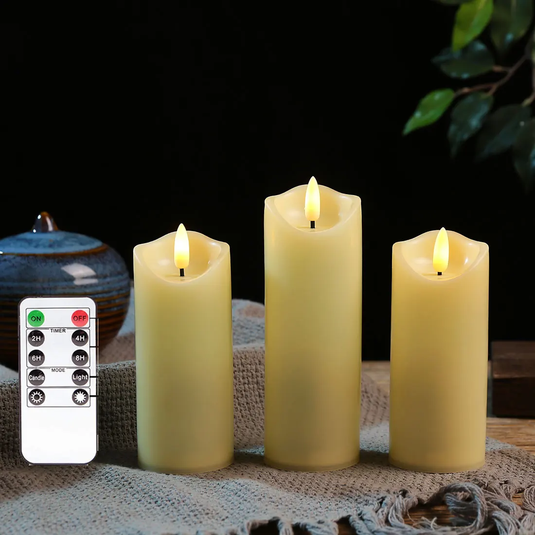 

Remote Control Flickering Home Decorative Pillar Candle Sets With Timer,Flameless Plastic Fake LED Candle With 10 Keys