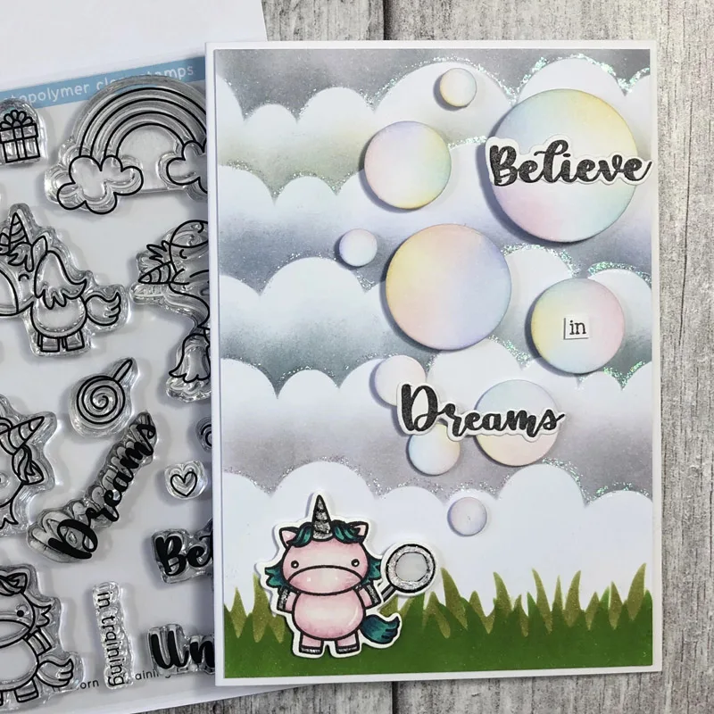 QWELL Happy Unicorn металлические режущие штампы с прозрачными штампами радужные конфеты