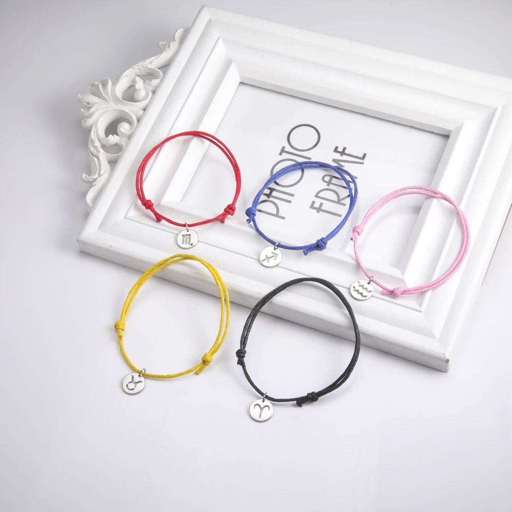 Skyrim Корейская восковая цепочка зодиака очаровательный браслет с раком весы Aries