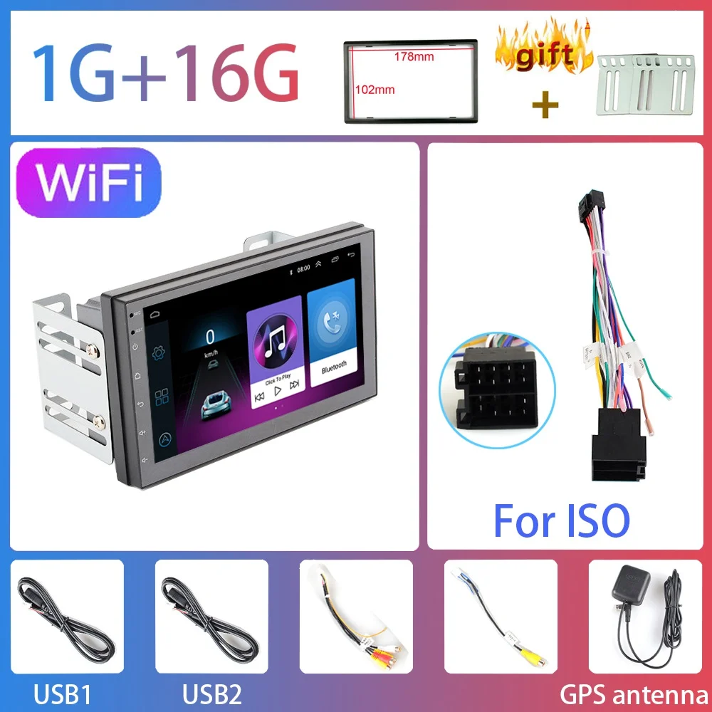 WIFI-1G-16G-ISO 2G+ 32G 2DIN Android 8,1 GO автомобильный DVD мультимедийный плеер для Volkswagen Nissan hyundai Kia Suzuki " автомобильный Радио gps навигация WiFi - Цвет: WIFI-1G-16G-ISO