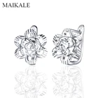 Женские серьги-гвоздики с полыми цветами MAIKALE, медные серьги с гладкими полосками, Ювелирное Украшение для подарка