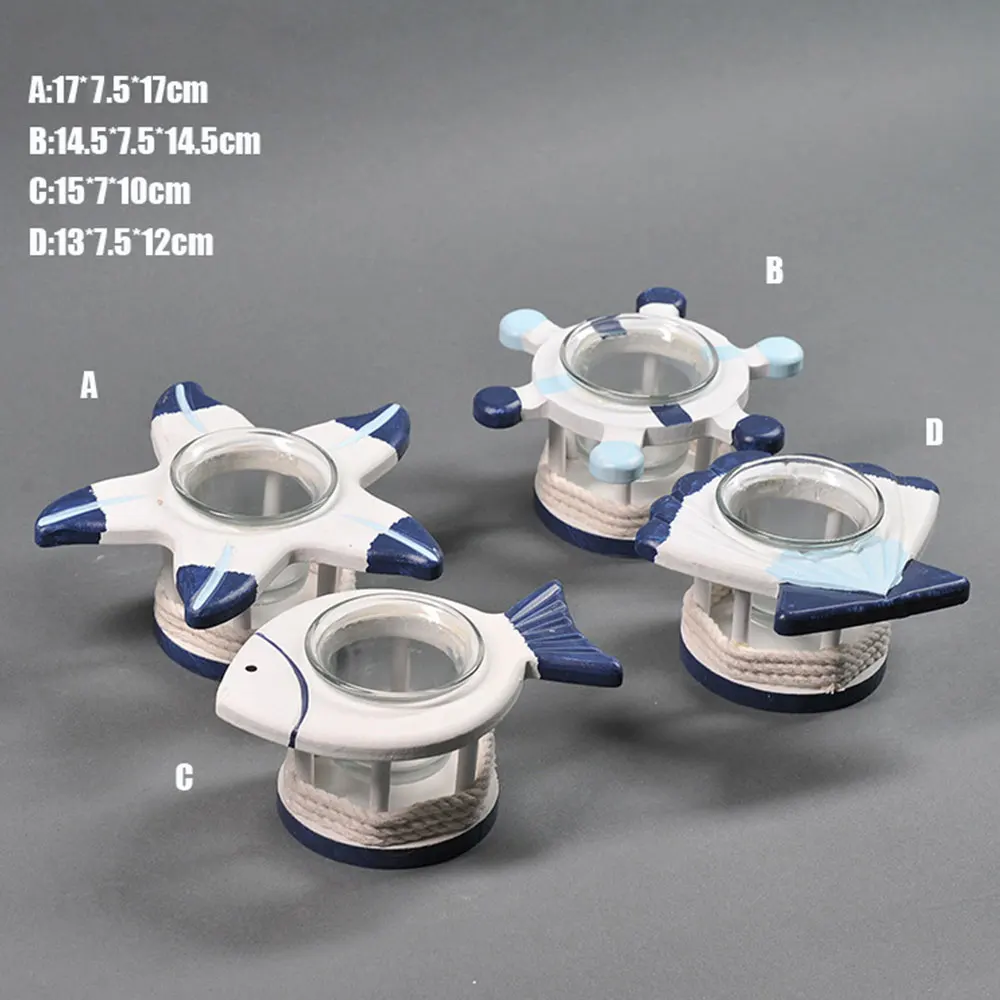 4 стиля Средиземноморский деревянный подсвечник Настольный светильник для