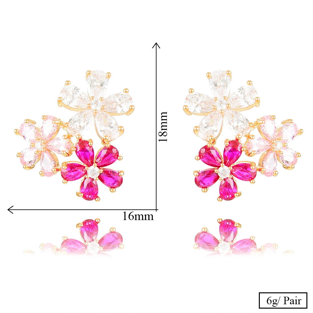 Подвески в виде цветов GODKI, разноцветные кубические циркониевые серьги для женщин, трендовые инкрустированные круглые корейские серьги Букле д 'Орель