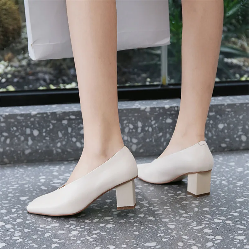 2020 стильные и удобные туфли на высоком каблуке обувь из натуральной кожи толстом