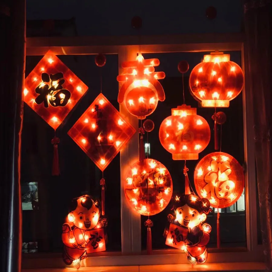 

Window Cup Suction Lantern Light Happy Chinese New Year Decorations 2021 Spring Festival Led Hanging Lights Usb Interface