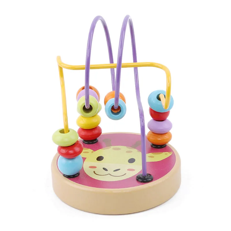 

New Infant Mini Cartoon Pattern Around Beads Puzzle Toy Wooden Early Educational Toys for Children Kids 3D Puzzles Jigsaw