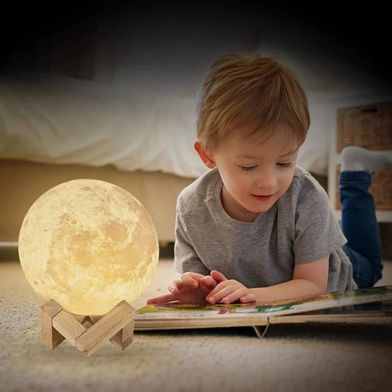 Светодиодный ночник с 3D рисунком Galaxy Moon Сенсорная лампа изменением цвета детские