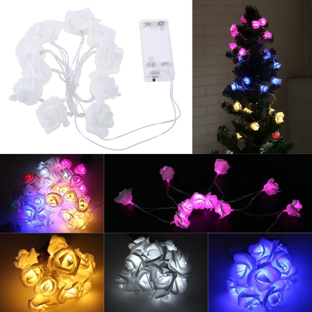 

10leds Rose Flower String Lights Battery Rose Christmas Lights for Party Wedding Holiday Christmas Decoration Lamps