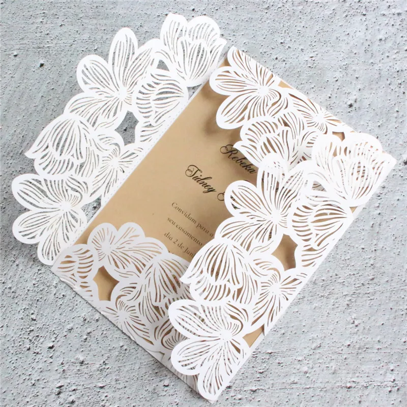 Лепестковая пригласительная карта сложенная лазерная резка для свадьбы