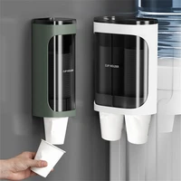 plastic cup holder disposable paper cups dispenser automatically drop cup remover wall mounted cup storage rack cups container
