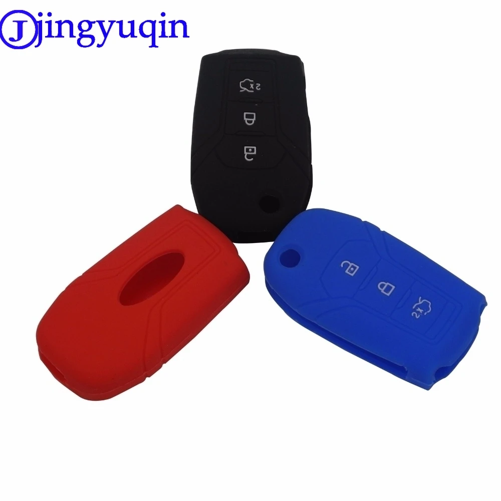 

jingyuqin 3 Buttons Remote Silicone Car-Styling Folding Flid Key Case Cover Proctetor For Ford Smart Key
