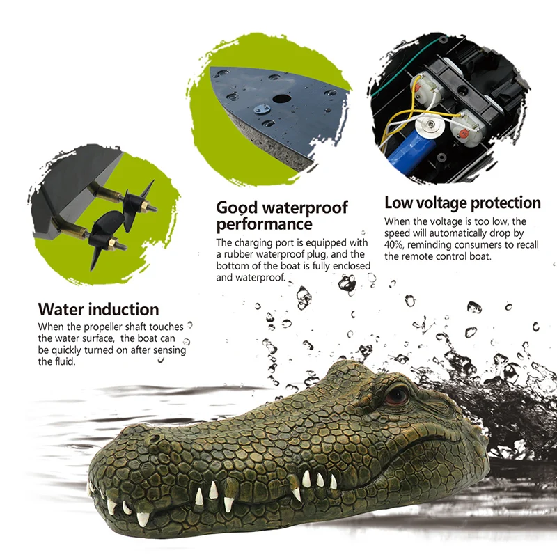 2.4G Remote Control Flytec V002 Simulation Crocodile Head Bait Pond Floating Doll Garden Spoof Toy Gift | Игрушки и хобби