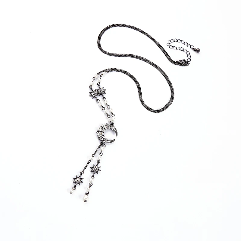 KISS ME изысканный кристалл акриловый жемчуг звезда Луна кисточкой ожерелье для