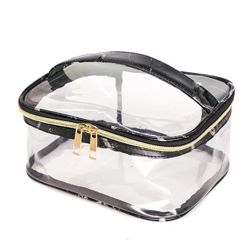 

Marble PVC Transparent Cosmetic Bag Waterproof Portable Multifunctional Large-capacity Travel Bag Handbag With Zipper