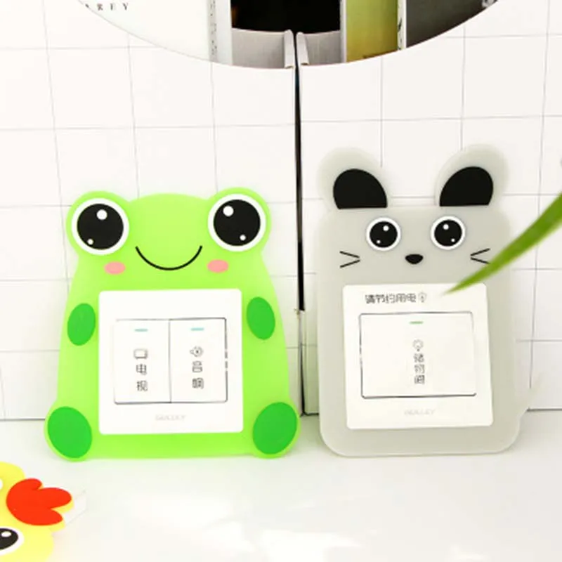 Светящаяся наклейка переключатель в виде мультяшного животного лягушки кролика