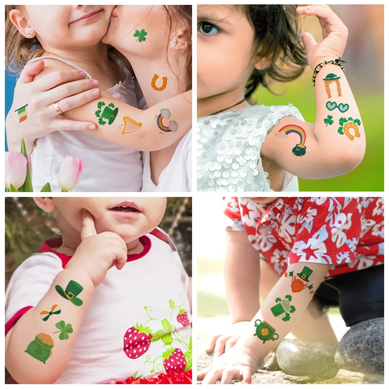 Одноразовые татуировки на День Св. Патрика 10 видов мультяшная шапка клевер