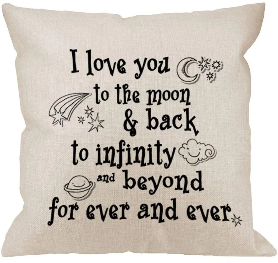 

Theme Quote I Love You To The Moon Star Moon Earth Cloud Spacecraft White Background Soft Pillow Cases Cover 18X18 Pillowcase