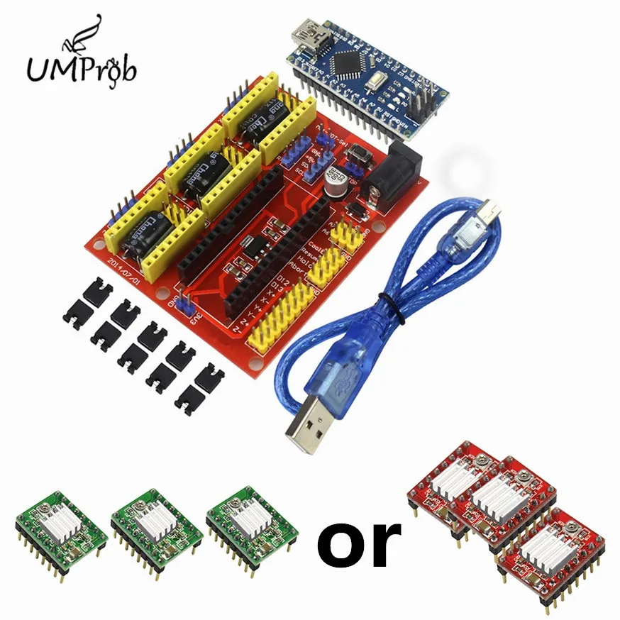 Щит с ЧПУ V4 + 3 шт. драйвер A4988 Nano CH340 для arduino CNC 3D принтера|Интегральные схемы| |