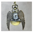 (3084) Винтажный бронзовый шар с серебряными крыльями круглый шар снитч карманные часы ожерелье кулон, 12 шт.лот. Рождественская елка деко подарок