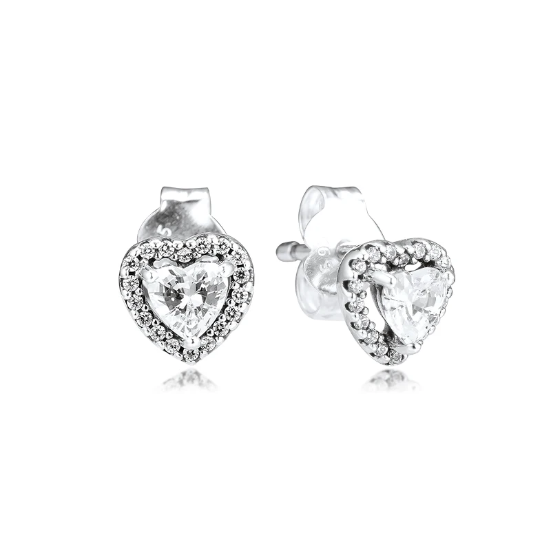 

CKK Silver 925 Jewelry Sparkling Heart Stud Earrings For Women Gift Sterling Silver Original Earring
