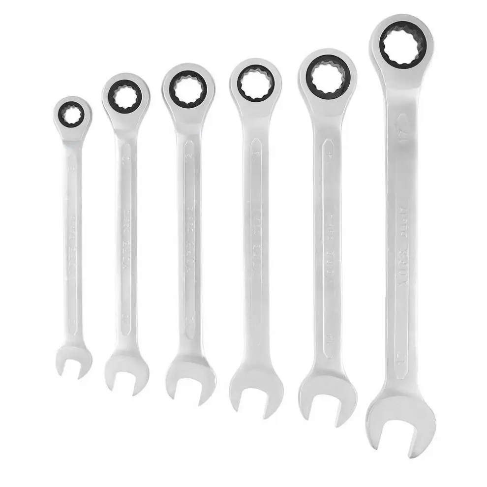 

6pcs/lot 8-17mm Professional Wrench Tool Combination Spanner Set Gear Ring Wrench for Installation/Maintenance Chrome vanadium