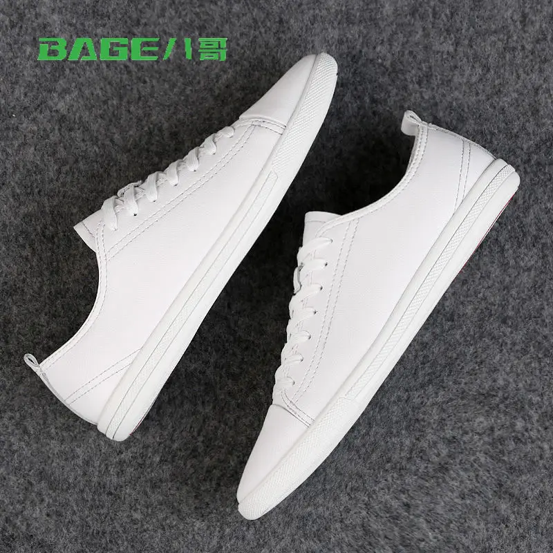 

Summer Board Shoes Men's Leather Breathable All-match Casual Shoes Men's Shoes Leather Lace-up White Shoes Men's Trendy Shoes