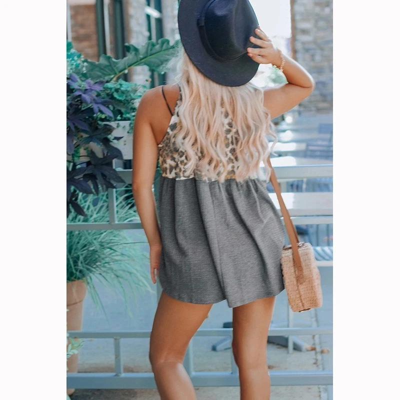 Женская майка с леопардовым принтом летняя пикантная без рукавов круглым